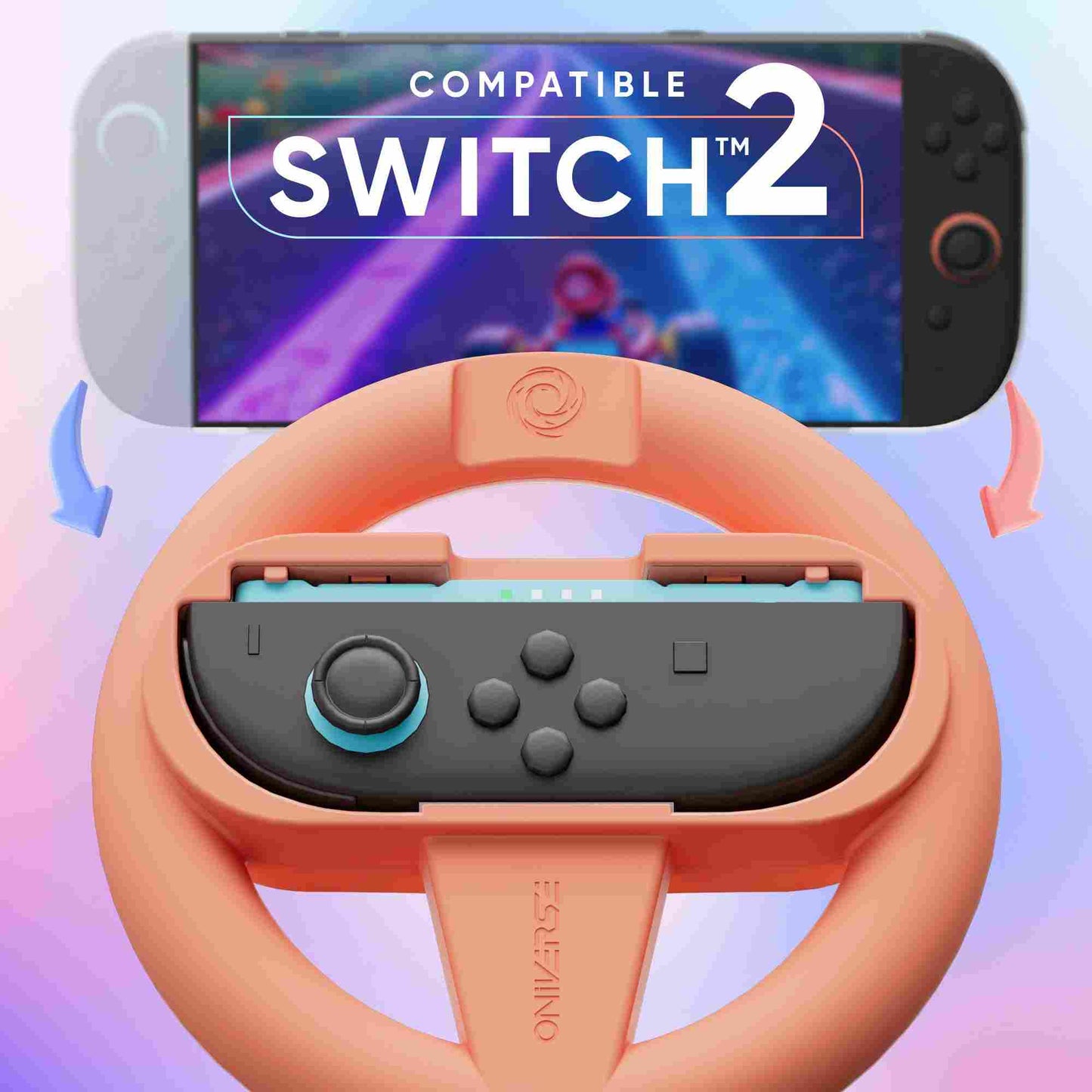 Oniverse | Pack of 2 Racing Wheel Controller Holders - Orange/Blue (Switch 2)