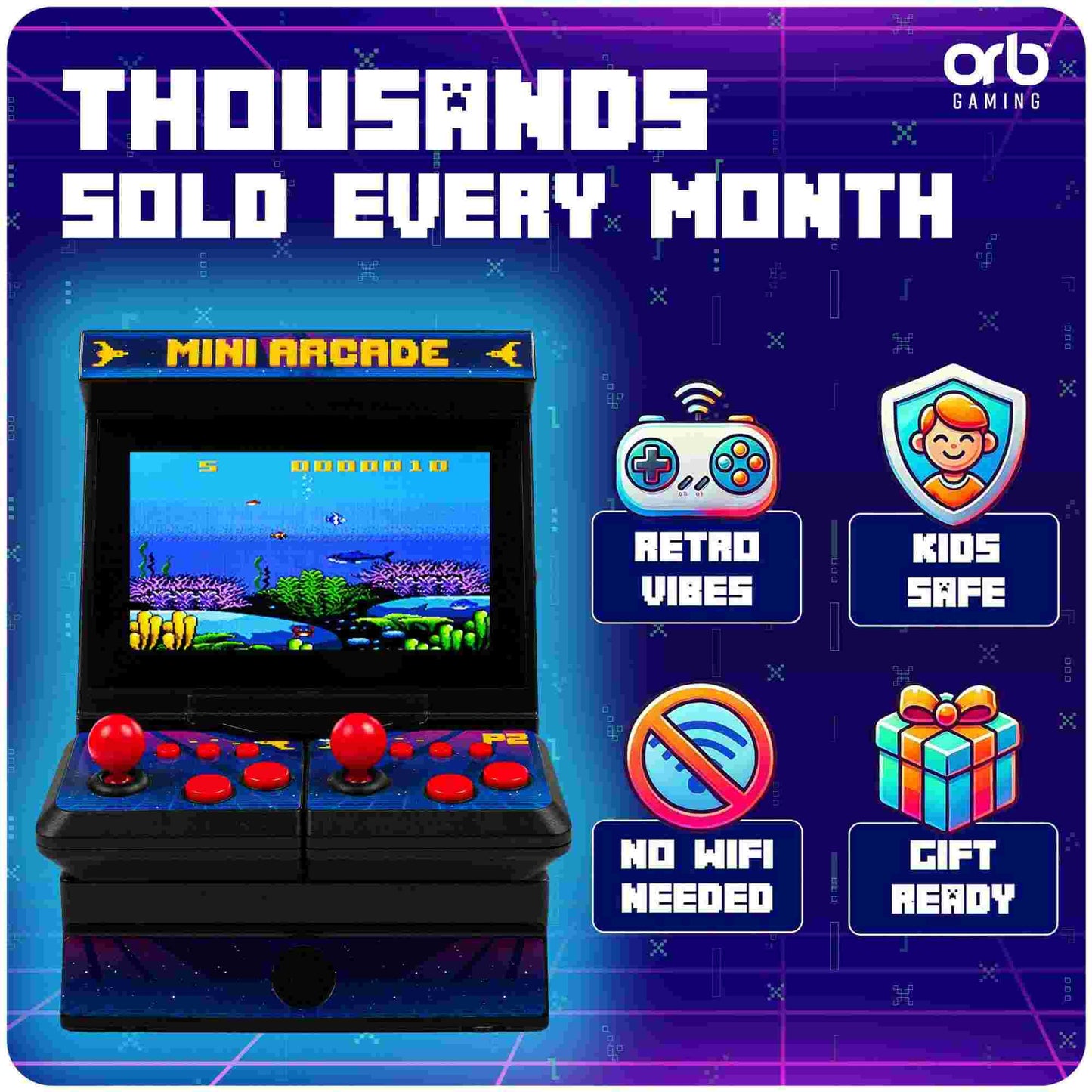 Thumbs Up Orb Retro Mini Arcade Machine (2 Player) 300 Games 216x 1 Player & 84x 2 Player