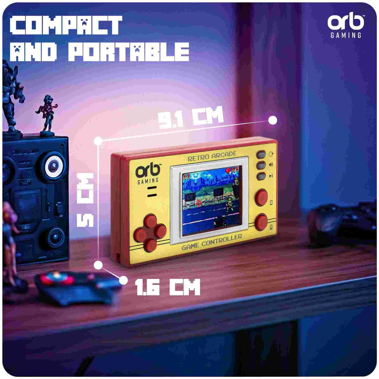 Thumbs Up Orb Retro Mini Handheld Console Gold 150 Games