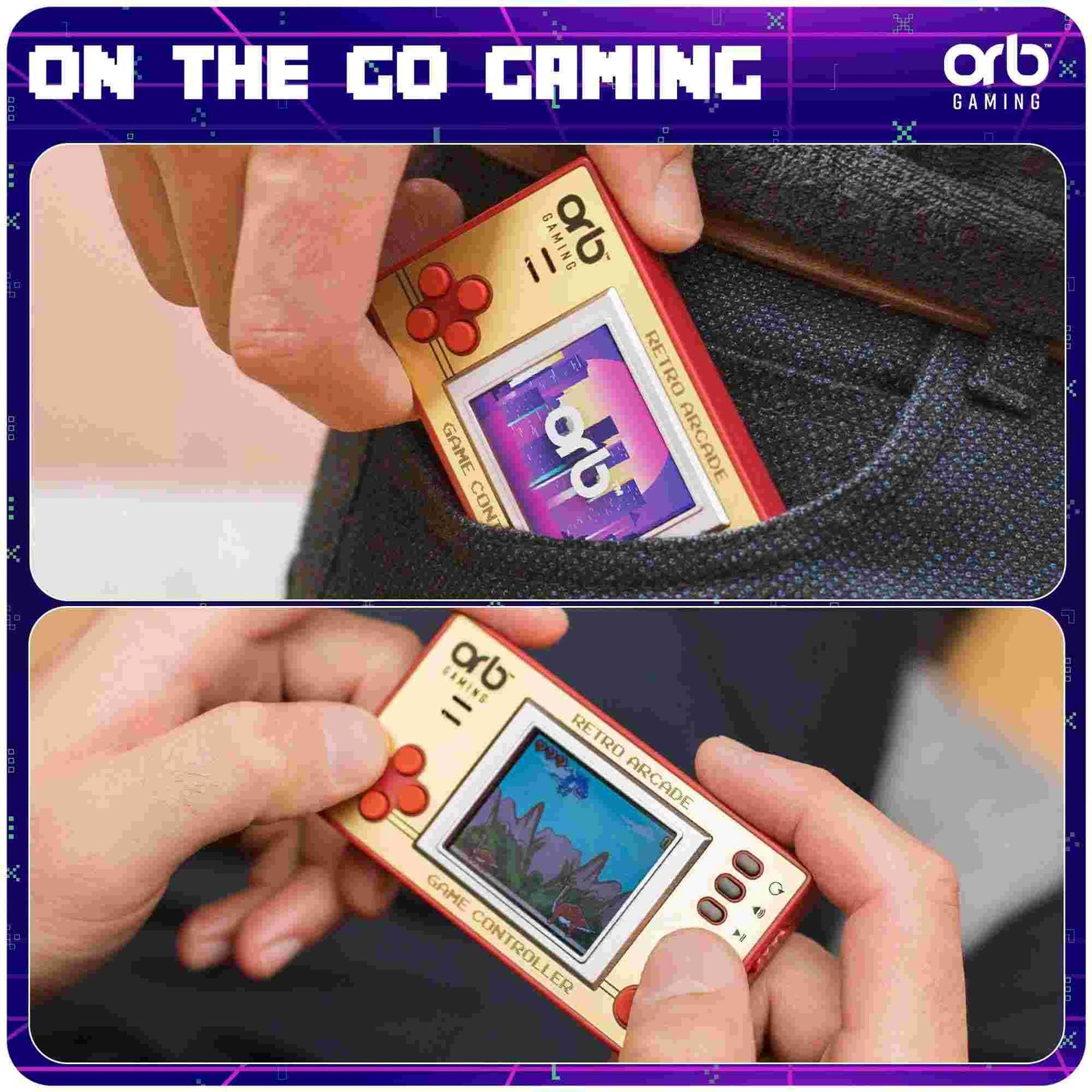 Thumbs Up Orb Retro Mini Handheld Console Gold 150 Games