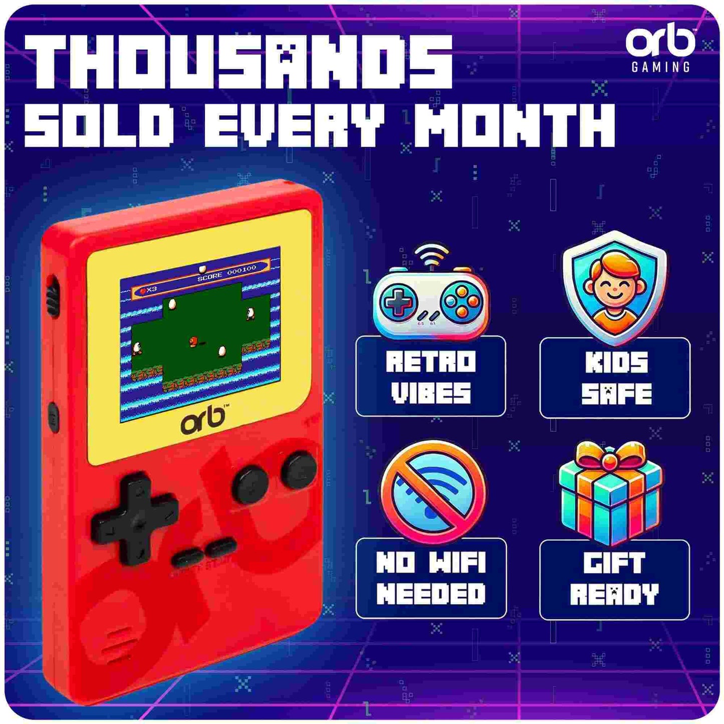 Thumbs Up Orb Retro Mini Handheld Console Red 150 Games
