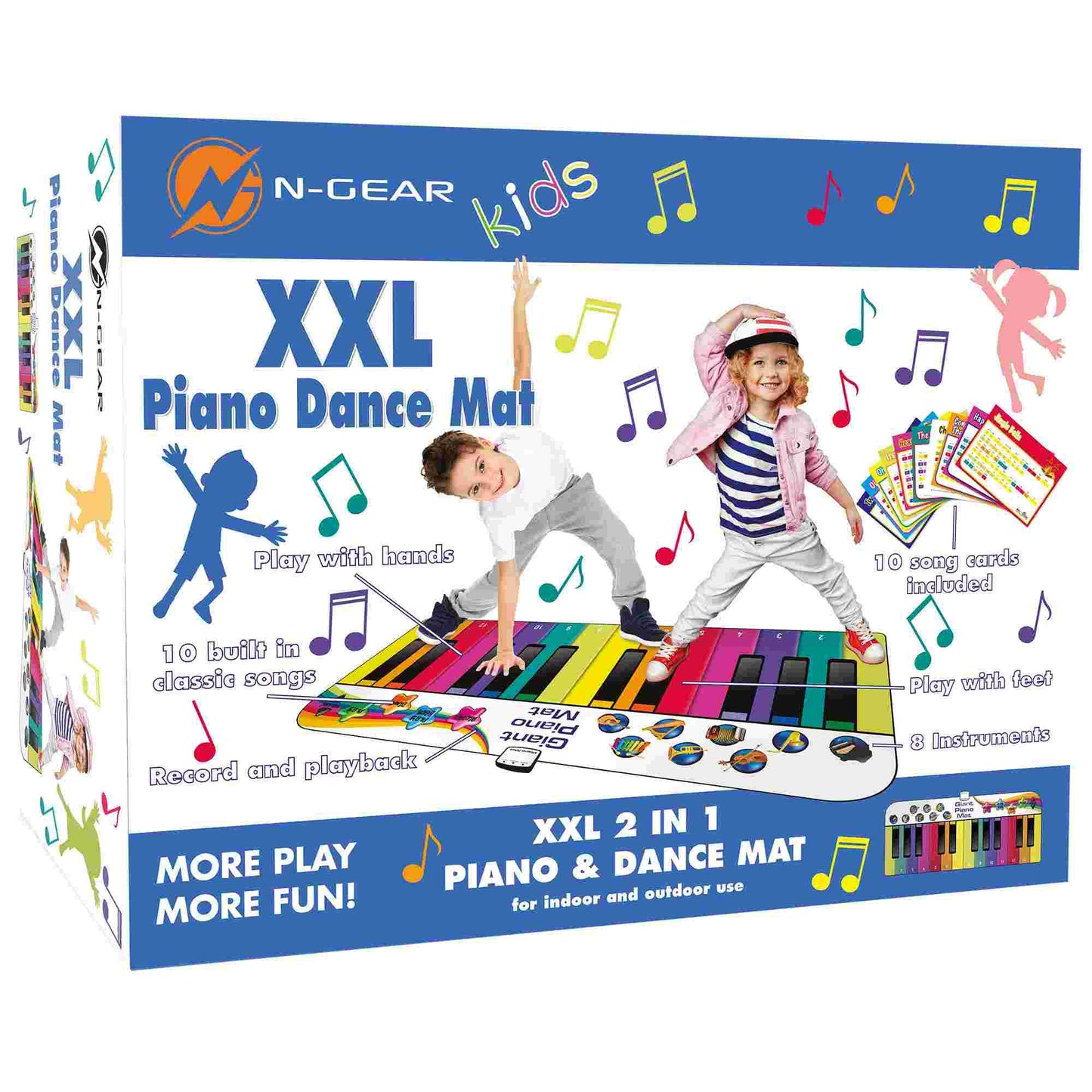N-Gear | Piano Dance Mat XXL 180CM Interactive Play Mat Music Mat