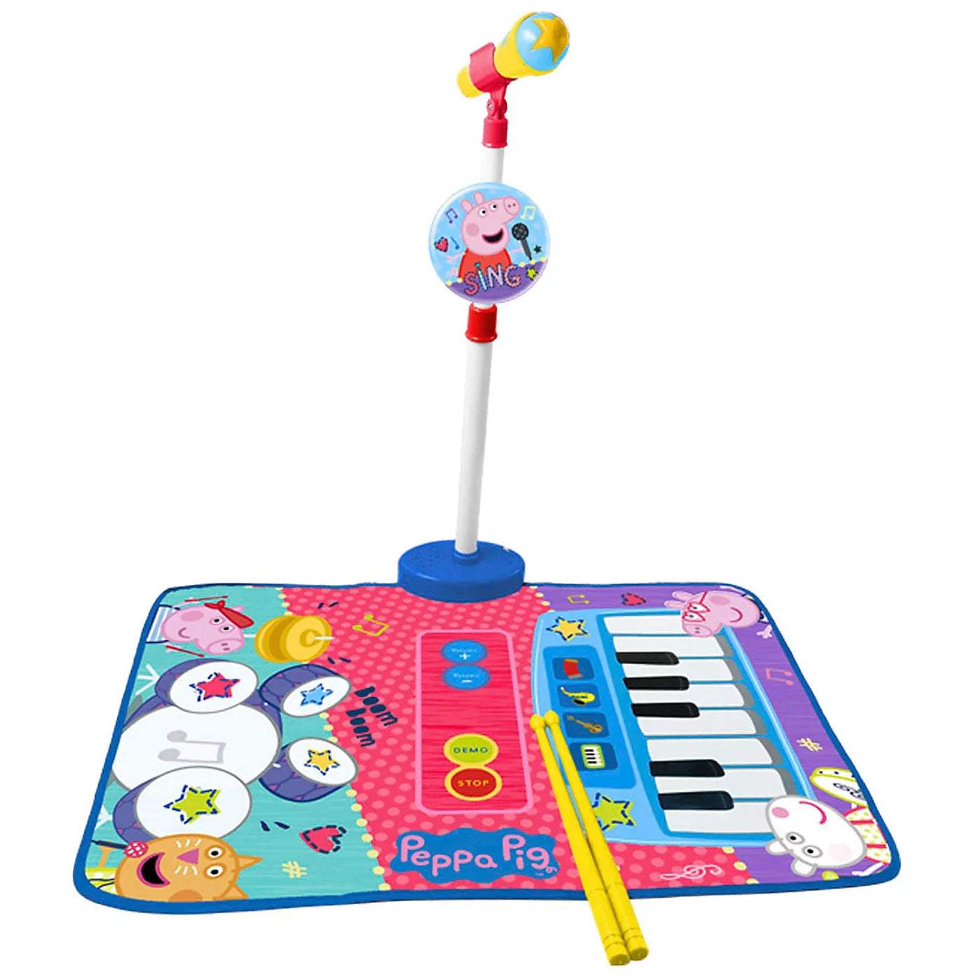 Reig | Peppa Pig 3-in-1 Playmat Drum and Piano with Microphone and Drumsticks