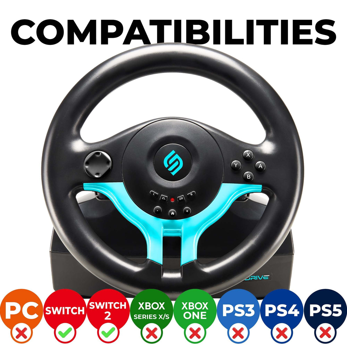 Superdrive | SV250-S Steering Wheel for Switch 2 & Switch Blue