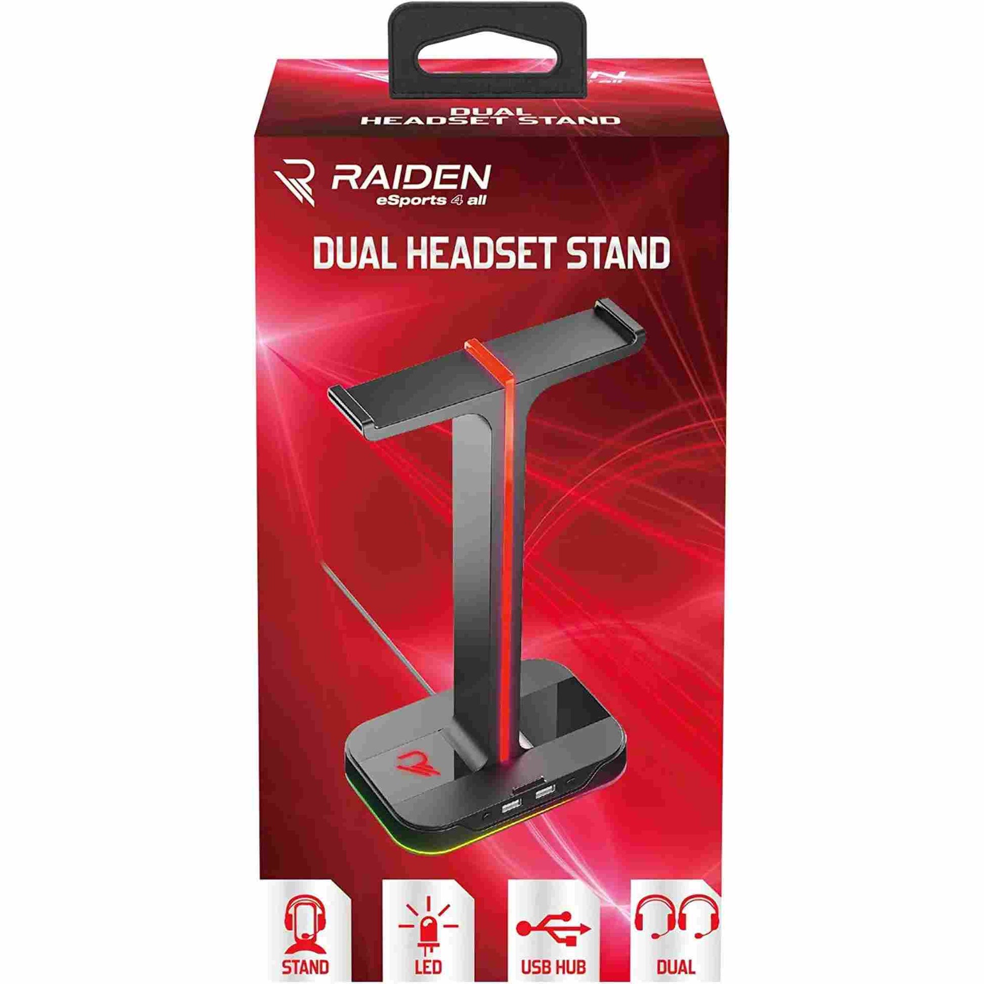 Subsonic | Raiden Dual Headset Stand with USB & LED Lighting