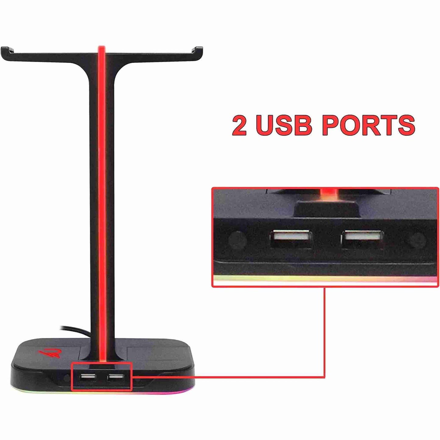 Subsonic | Raiden Dual Headset Stand with USB & LED Lighting