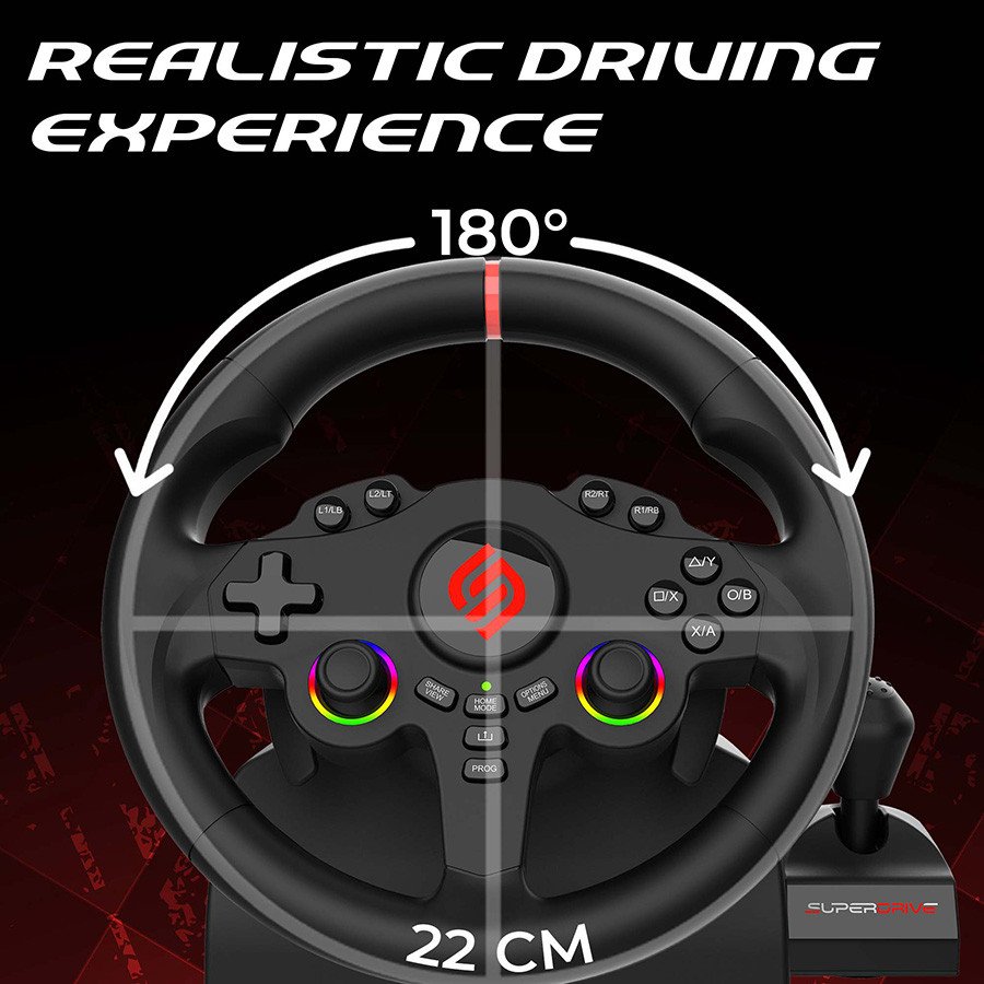Superdrive | 220 RS-X Steering Wheel for PS4, Xbox, Switch 2 & Switch
