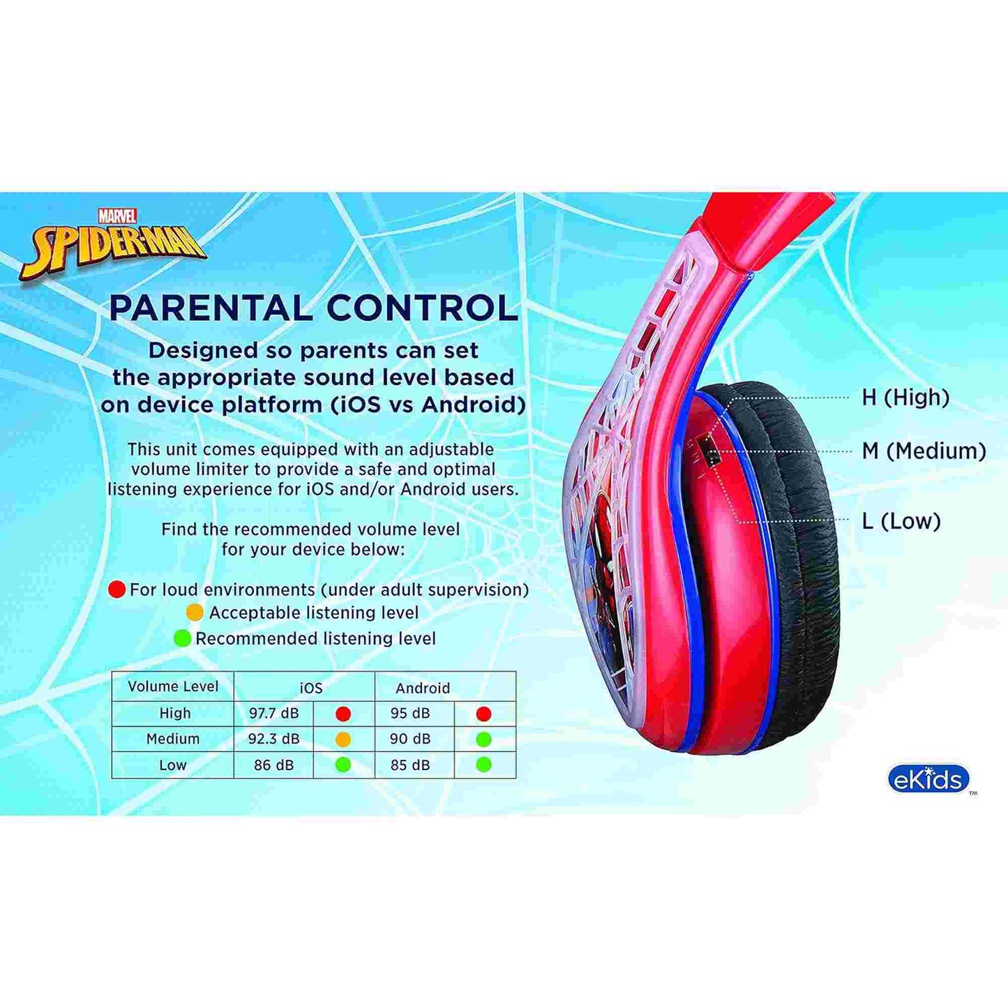 e-Kids | Spider Man Children's Wired Headphones