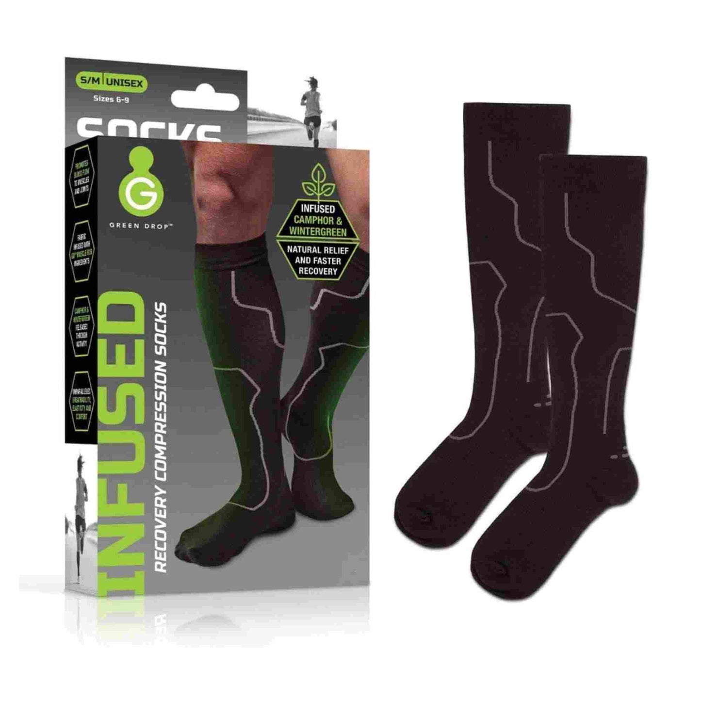 GreenDrop Infused Recovery Compression Socks Size XXL - XXXL