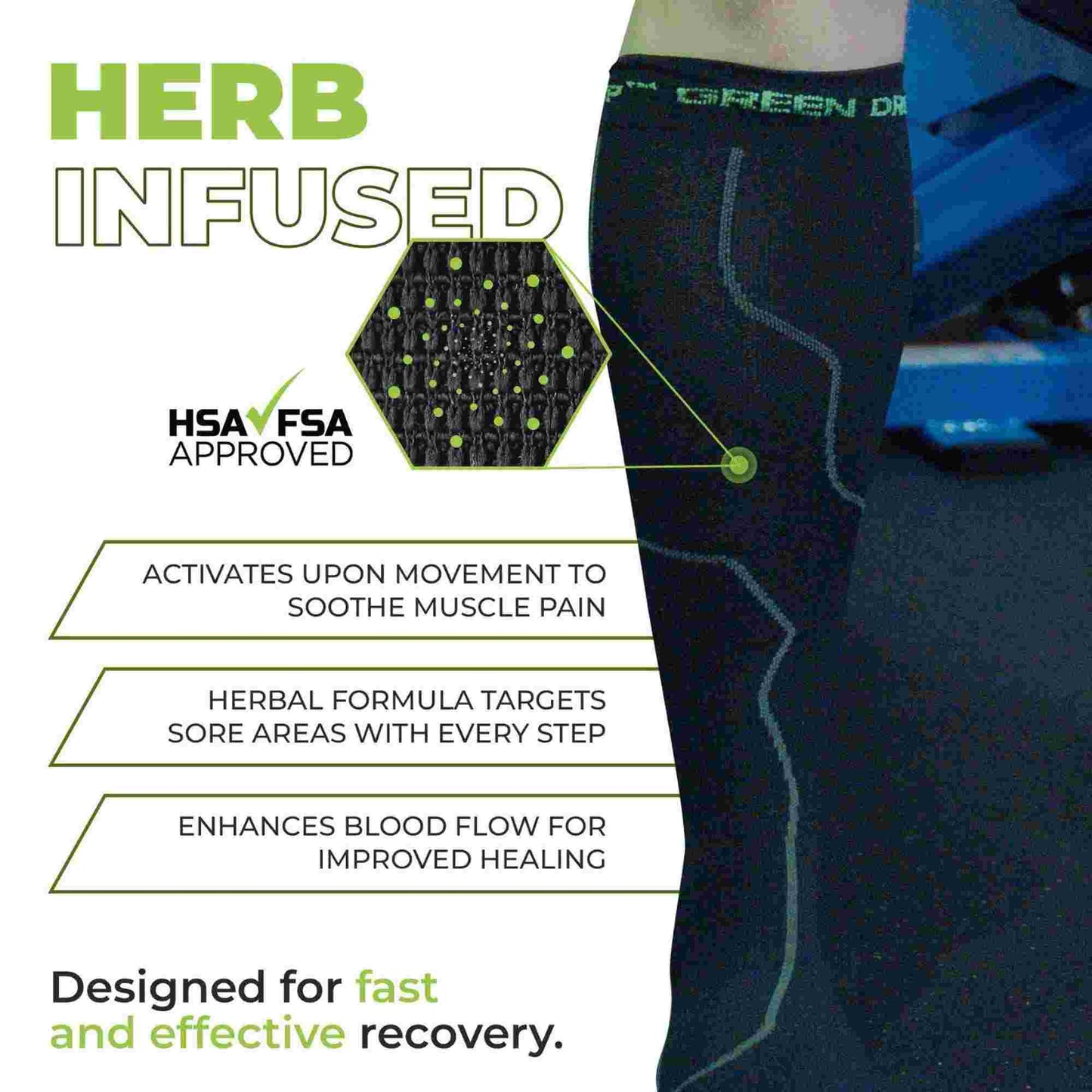 GreenDrop Infused Recovery Compression Socks Size XXL - XXXL