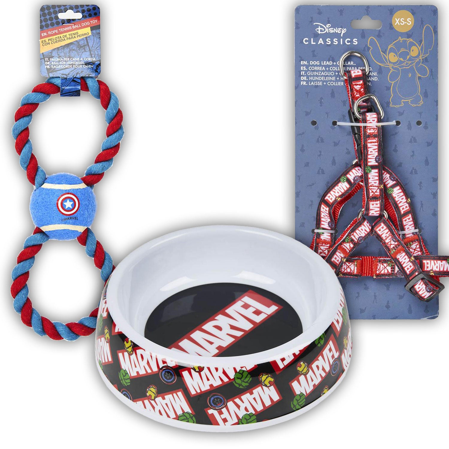 Marvel | Dog Harness, Bowl and Rope Toy Bundle - xploregifts