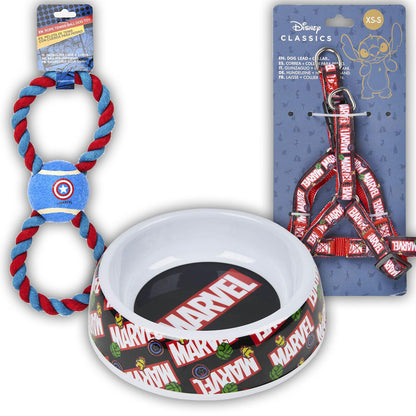 Marvel | Dog Harness, Bowl and Rope Toy Bundle - xploregifts