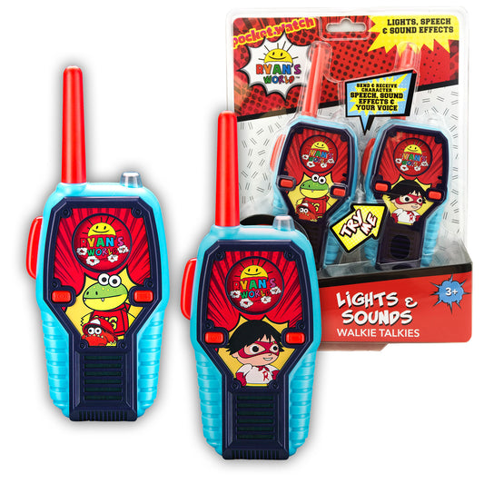 Ryan's World | Walkie Talkies with Extended Range, Lights & Sound Effects - xploregifts