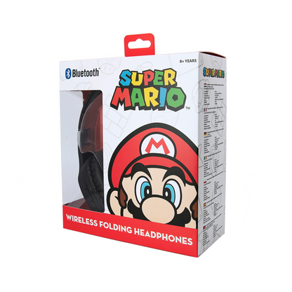 Super Mario | Mario Logo Wireless Folding Headphones - xploregifts