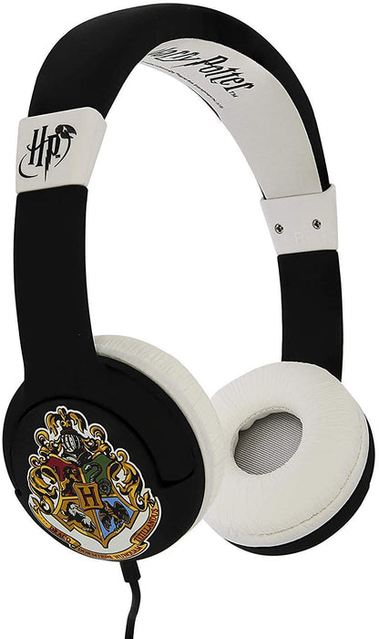 Harry Potter | Hogwarts Crest Adjustable Kids Wired Headphones (Black) - xploregifts