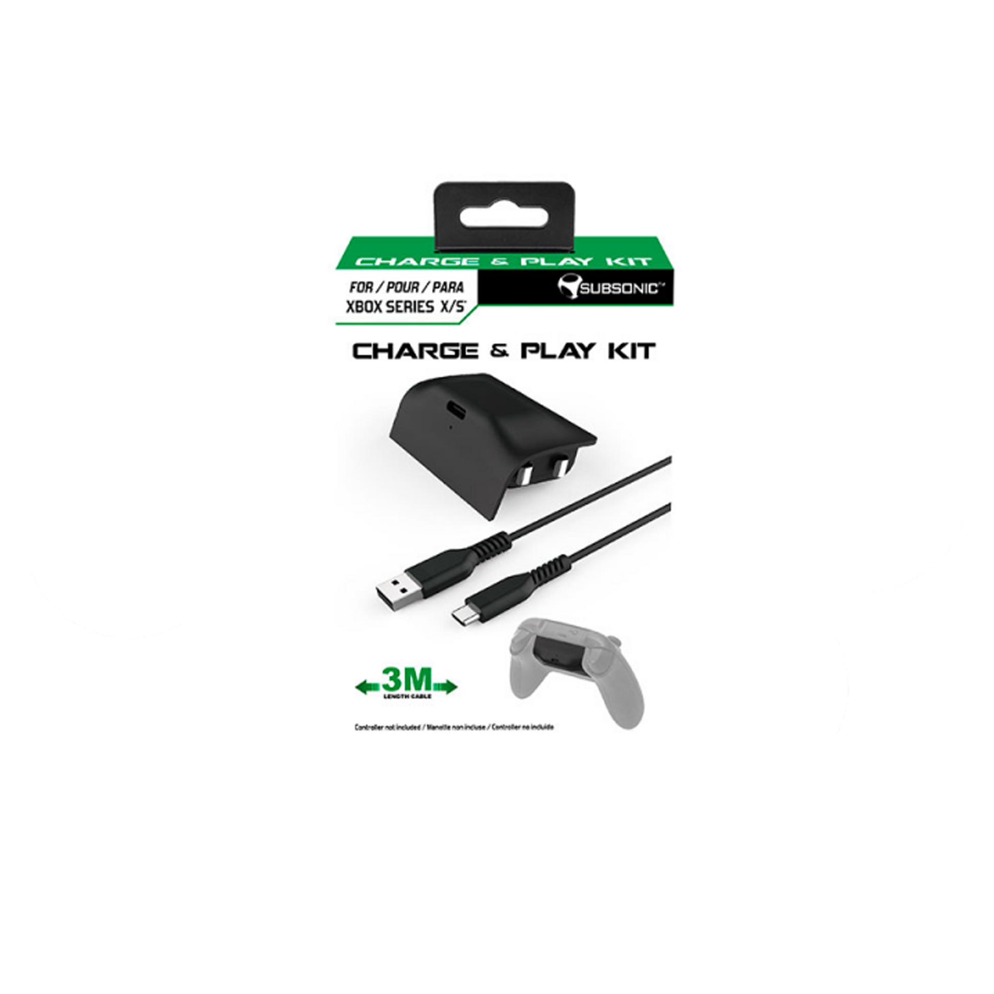 Subsonic | Charging Kit with Battery & 3m USB C Cable for Xbox Series X - qwirkyshop