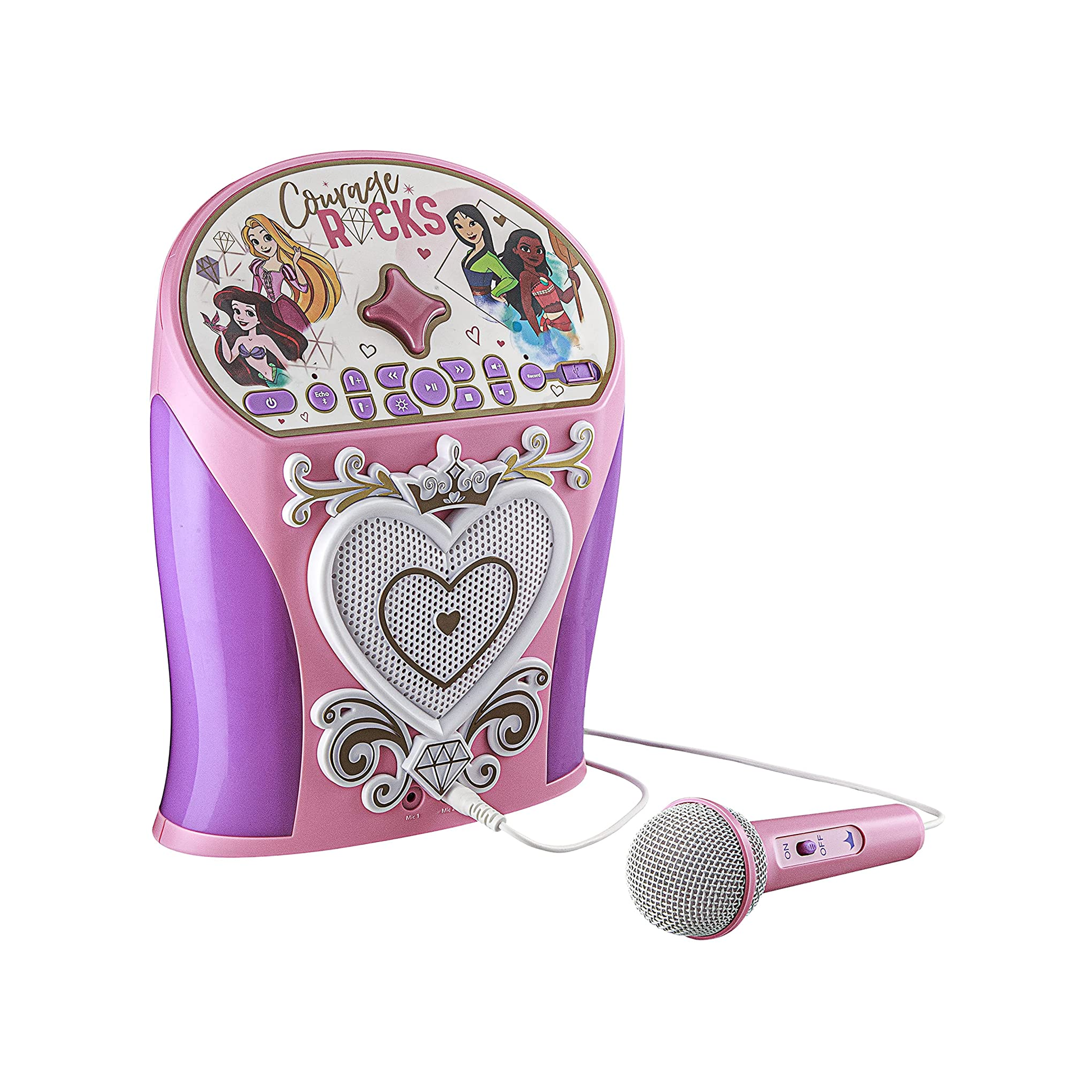 Disney Princess | Sing Along Karaoke Boombox with Microphone & Disney Playlist - xploregifts