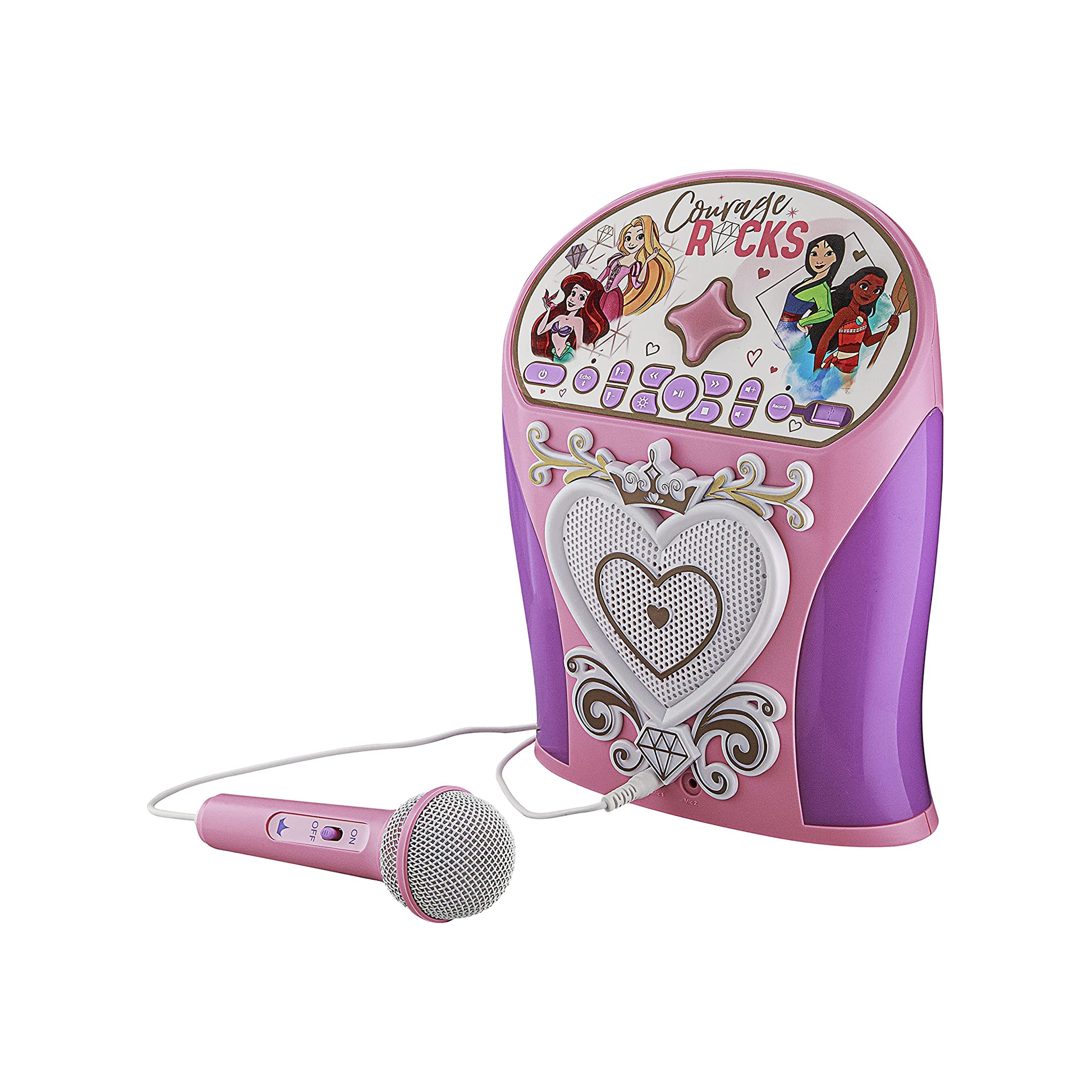 Disney Princess | Sing Along Karaoke Boombox with Microphone & Disney Playlist - xploregifts